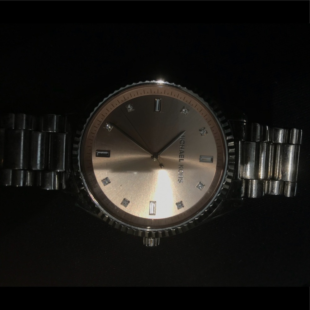Michael Kors silver watch with pink face